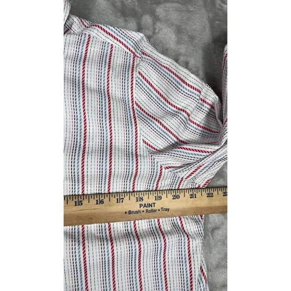 Faconnable Button Shirt Size L Red Blue White Stripe Womens $96 - Picture 15 of 16